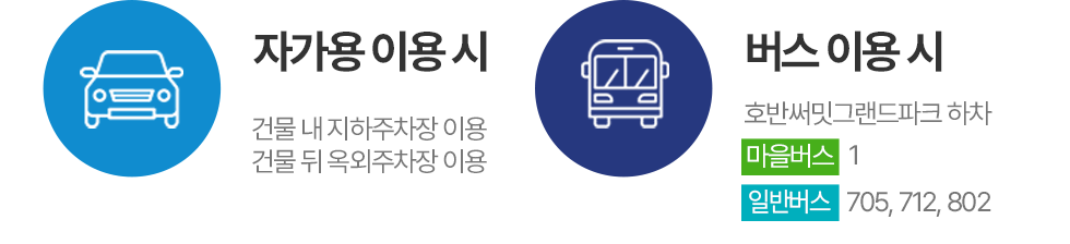 버스,자가용 이용시